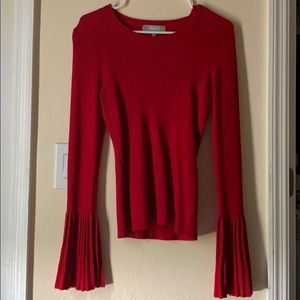 Red Trumpet Sleeved Blouse